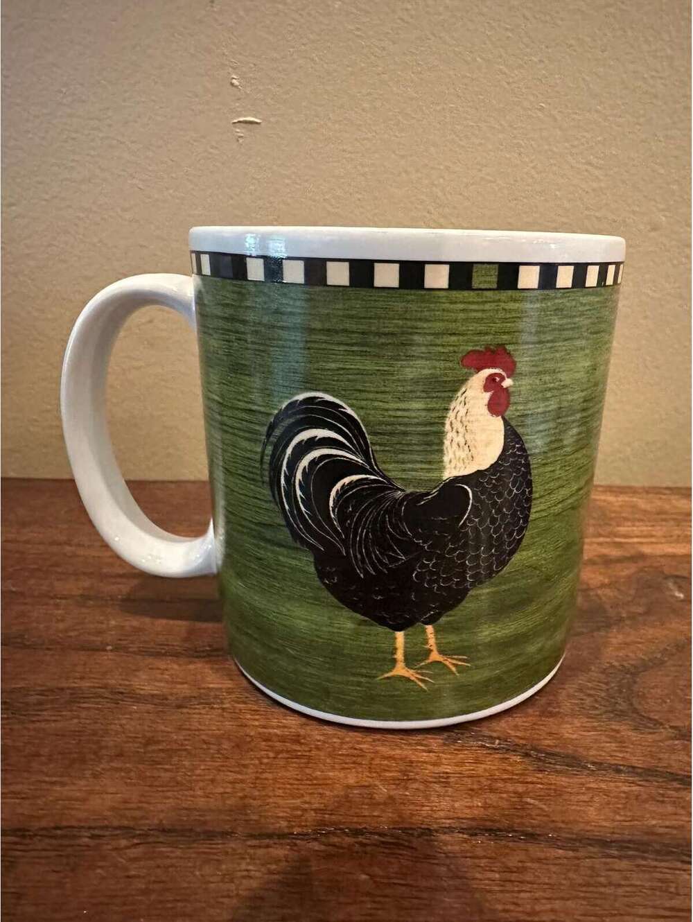 Vintage Sakura for Oneida Country Quartet Warren Kimble Rooster 12oz Green Mug